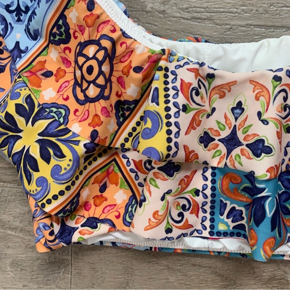 Anthropologie Maeve Shoreside One Shoulder Ruffle Bikini Top - Picture 6 of 13